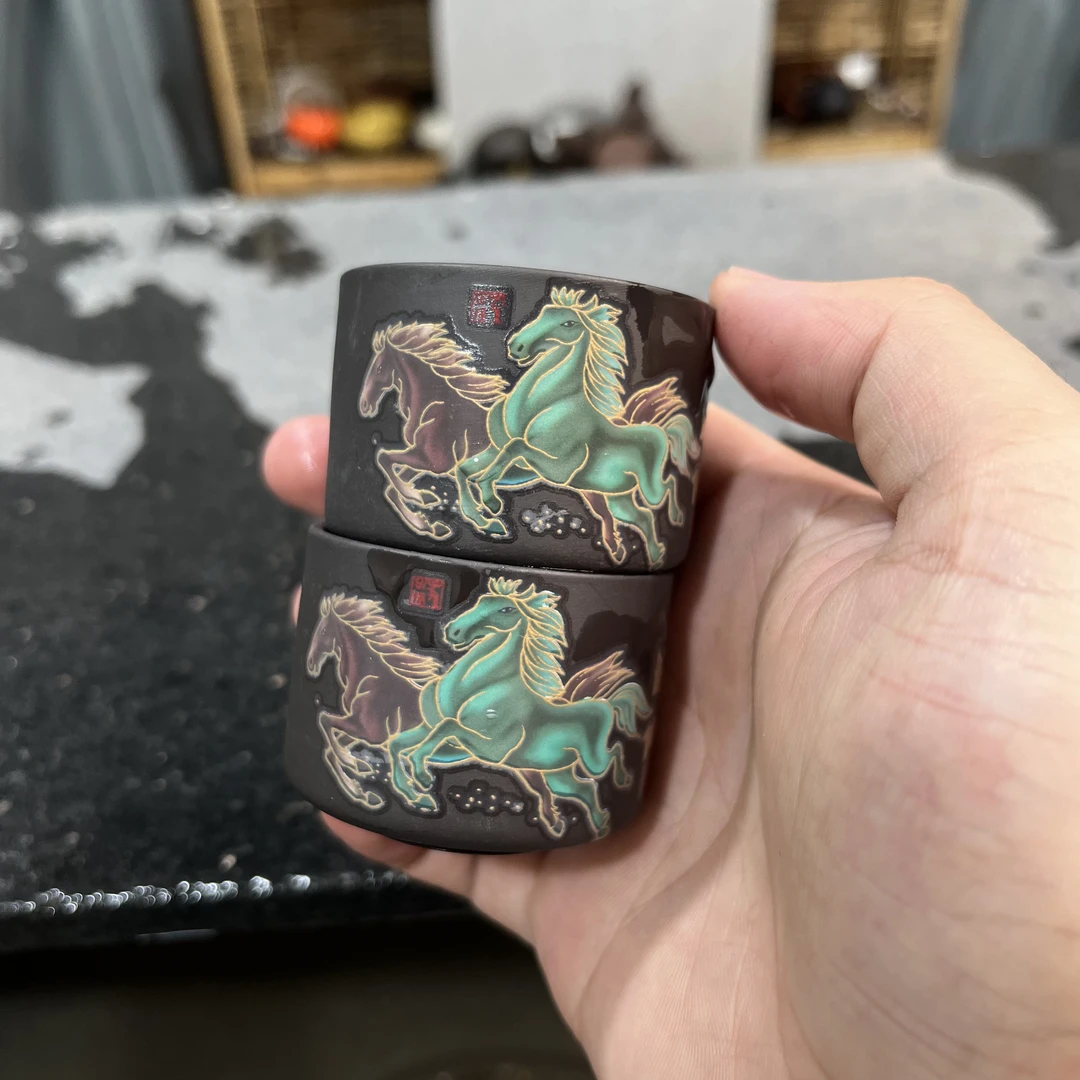 紫砂马到成功客杯（一对）
