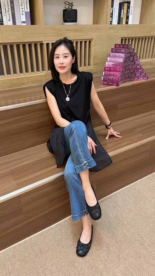 霍梦雪 夏季四面弹牛仔裤 蓝色 B 58154