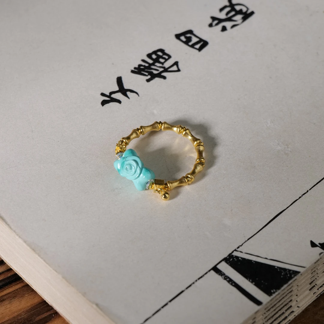 【世间臻宝】18K绿松石DIY戒指/Q1622/多样性发一件/12