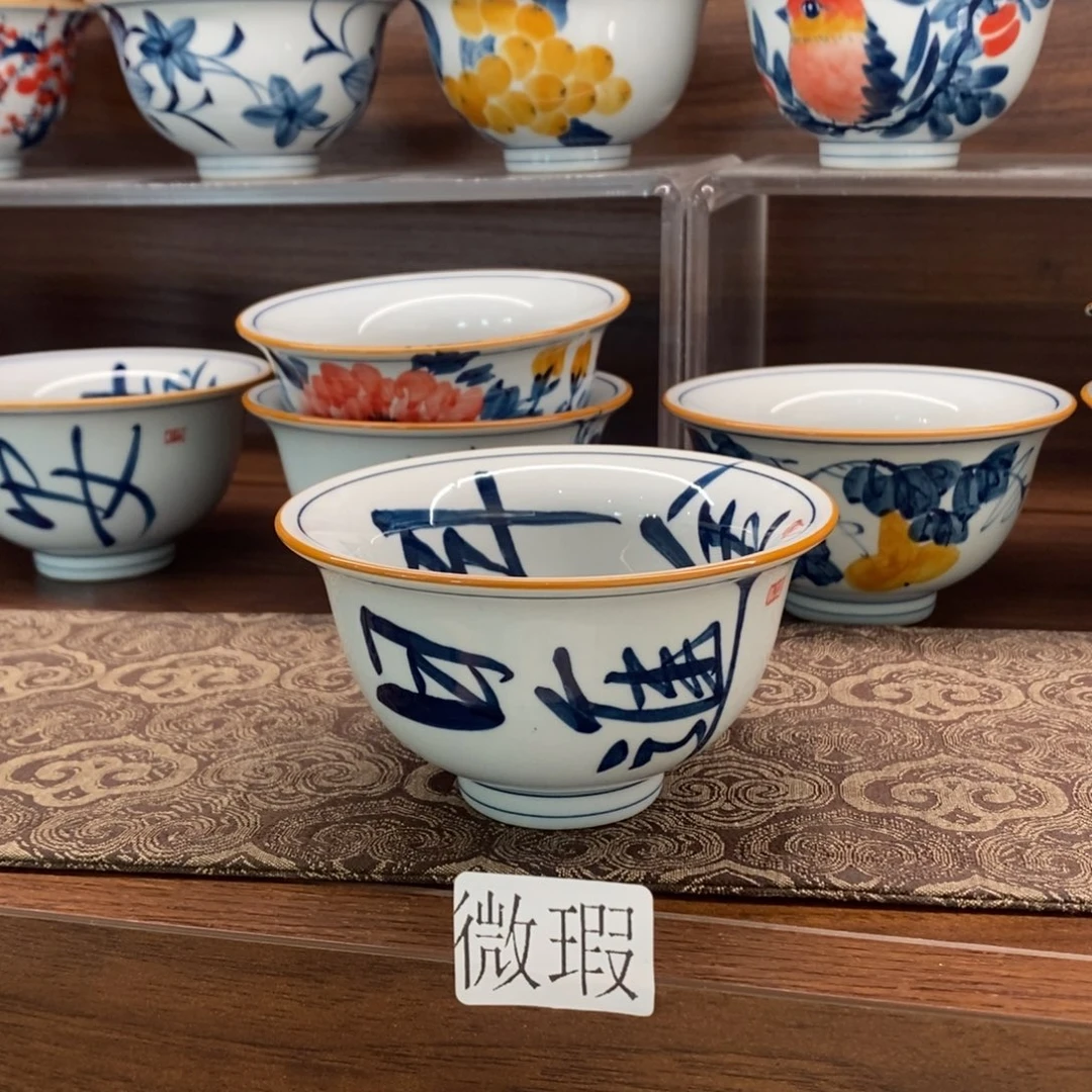 釉下手绘茶具微瑕手工绘制