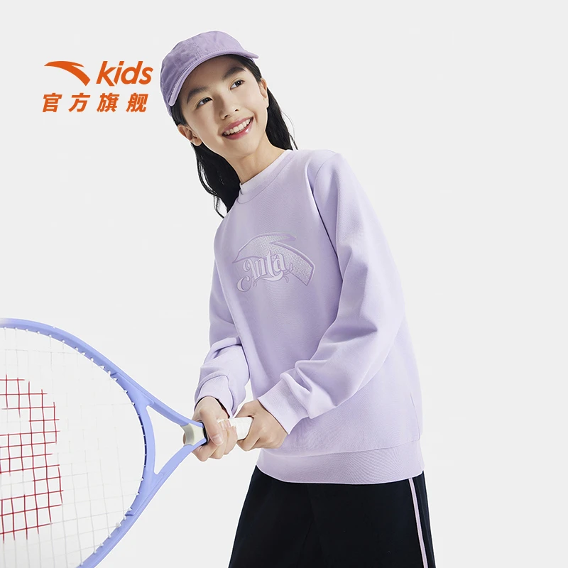 安踏童装儿童针织套头衫2025新款男童女童舒适大LOGO运动卫衣JS