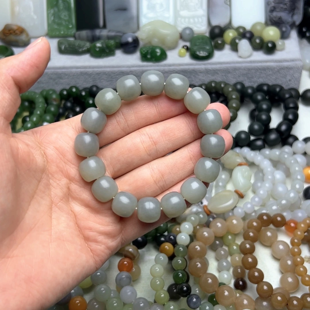 和田玉未镶嵌手链新疆叶城青花13