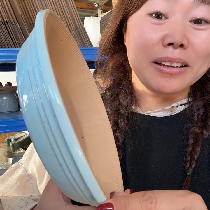 蓝色珐琅釉26厘米披萨烤盘微瑕