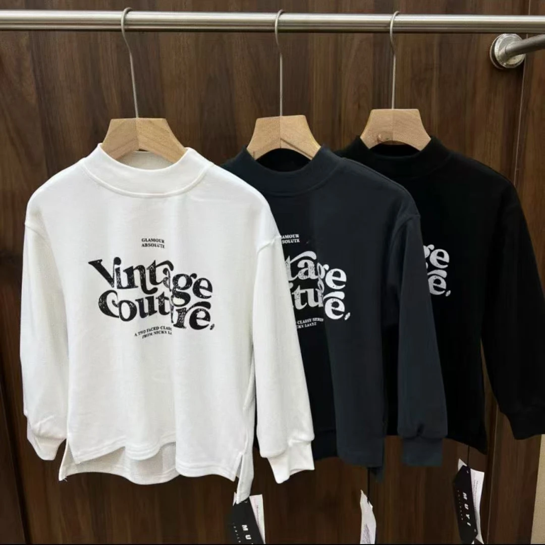 MD019（现货）韩版儿童Vun三色长袖打底T恤