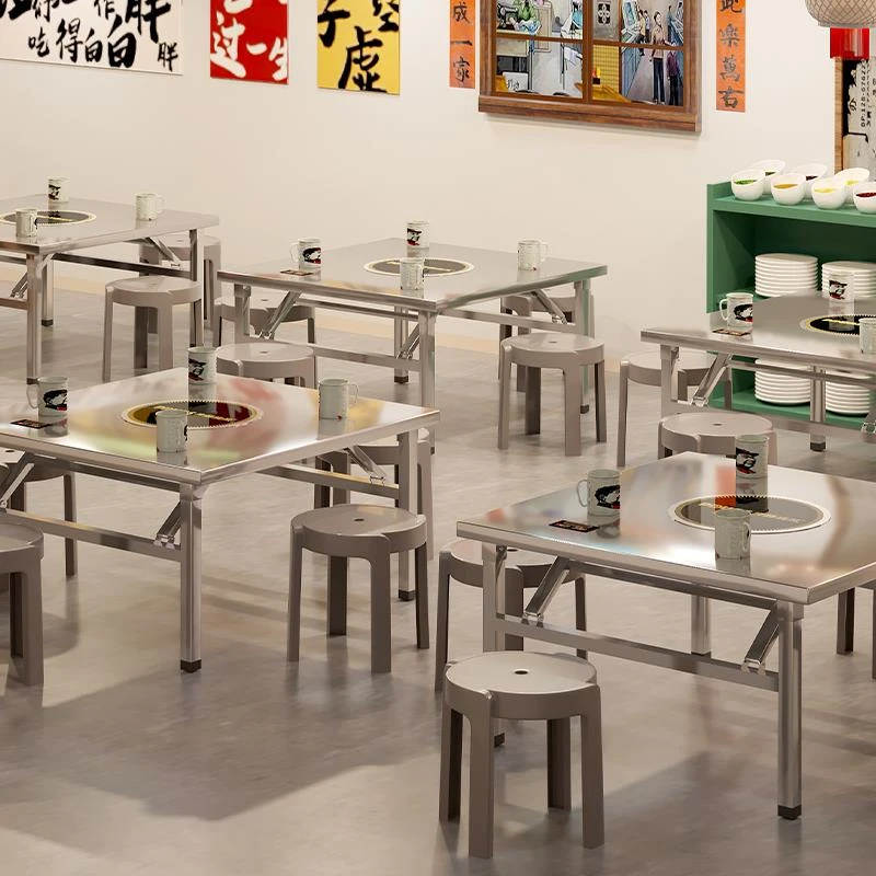 不锈钢折叠桌无烟炭火商用火锅桌子夜市烧烤摆摊桌烤肉折叠小方桌