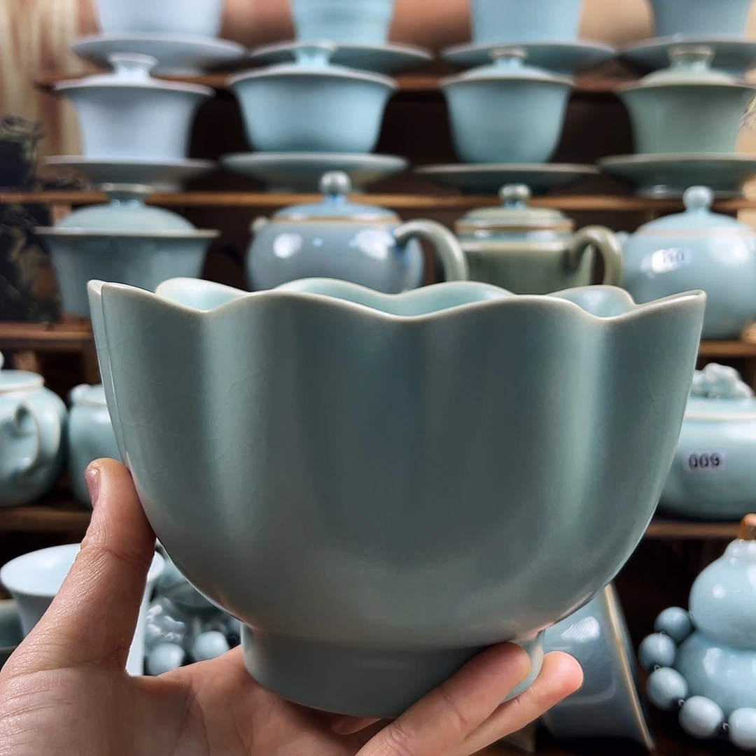 仿古釉微瑕莲花温婉手工