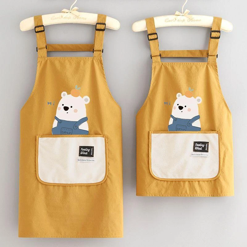 2025新款卡通可调节家用围裙罩衣厨房做饭围腰餐饮专用工作服印字