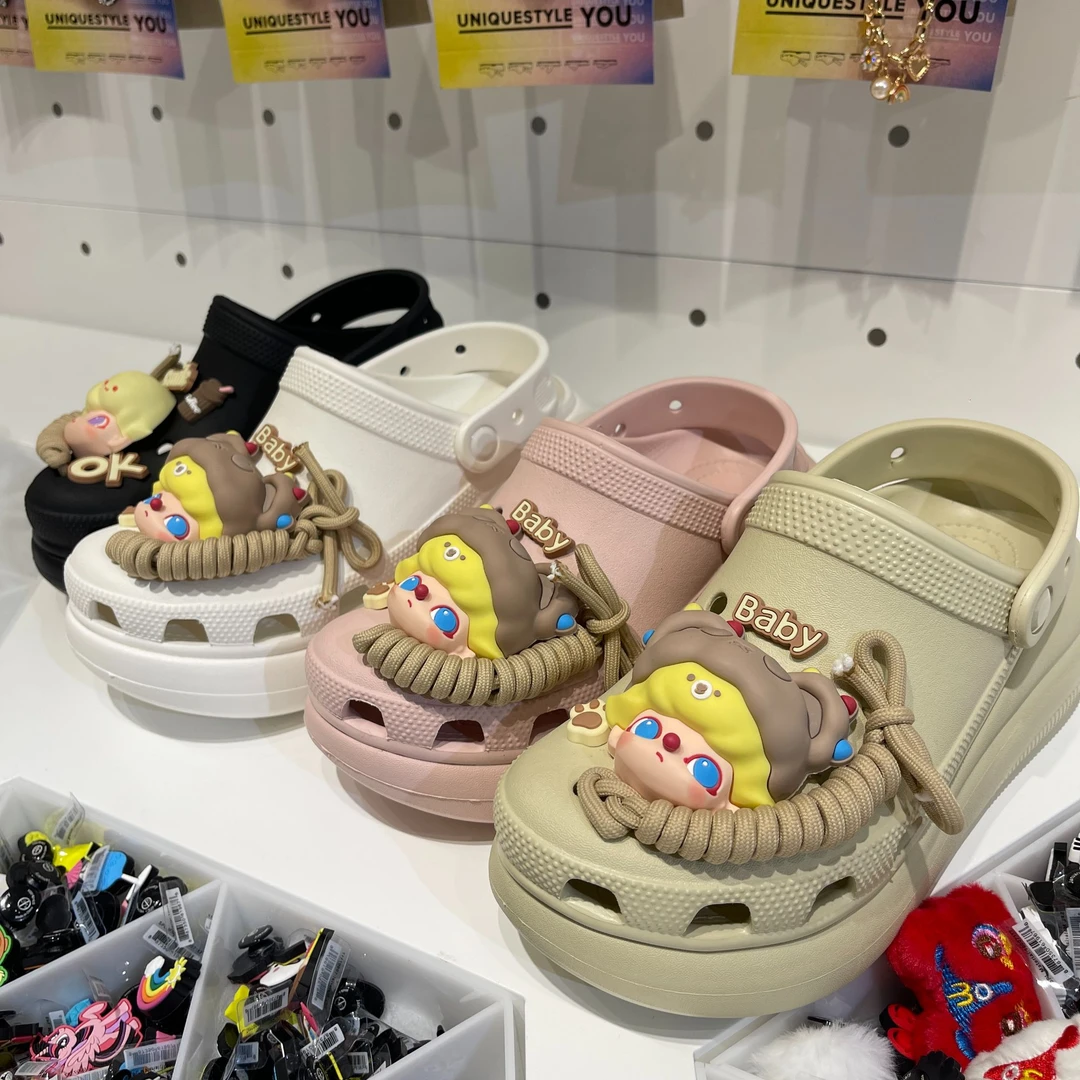 韩国代购泡芙洞洞鞋 跟高5.2cm外穿厚底防滑情侣洞洞鞋 琳琳