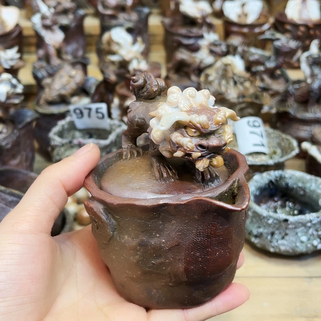 瓶柴烧粗陶手捏宝瓶