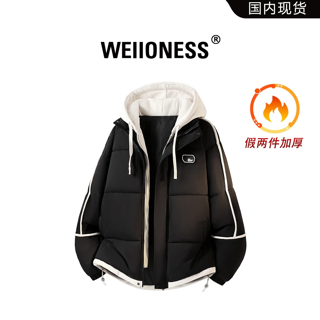 WEIIONESS高级设计感保暖棉服男士冬季棉衣美式休闲运动百搭男装