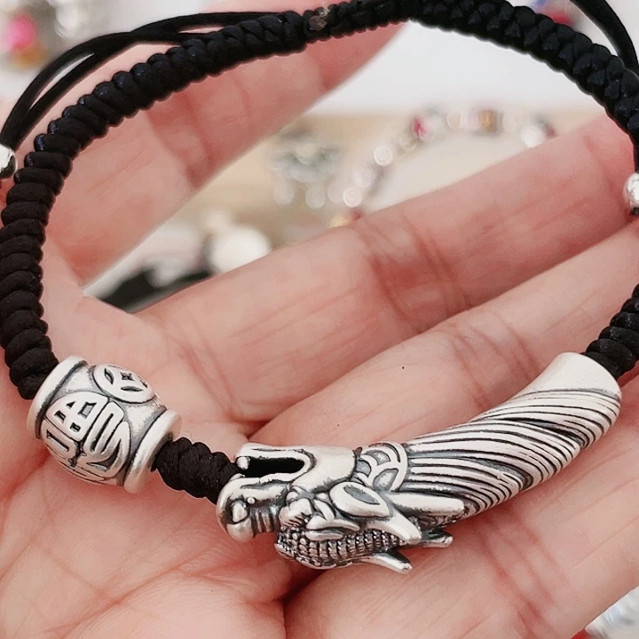 珐琅吊坠足银龙头