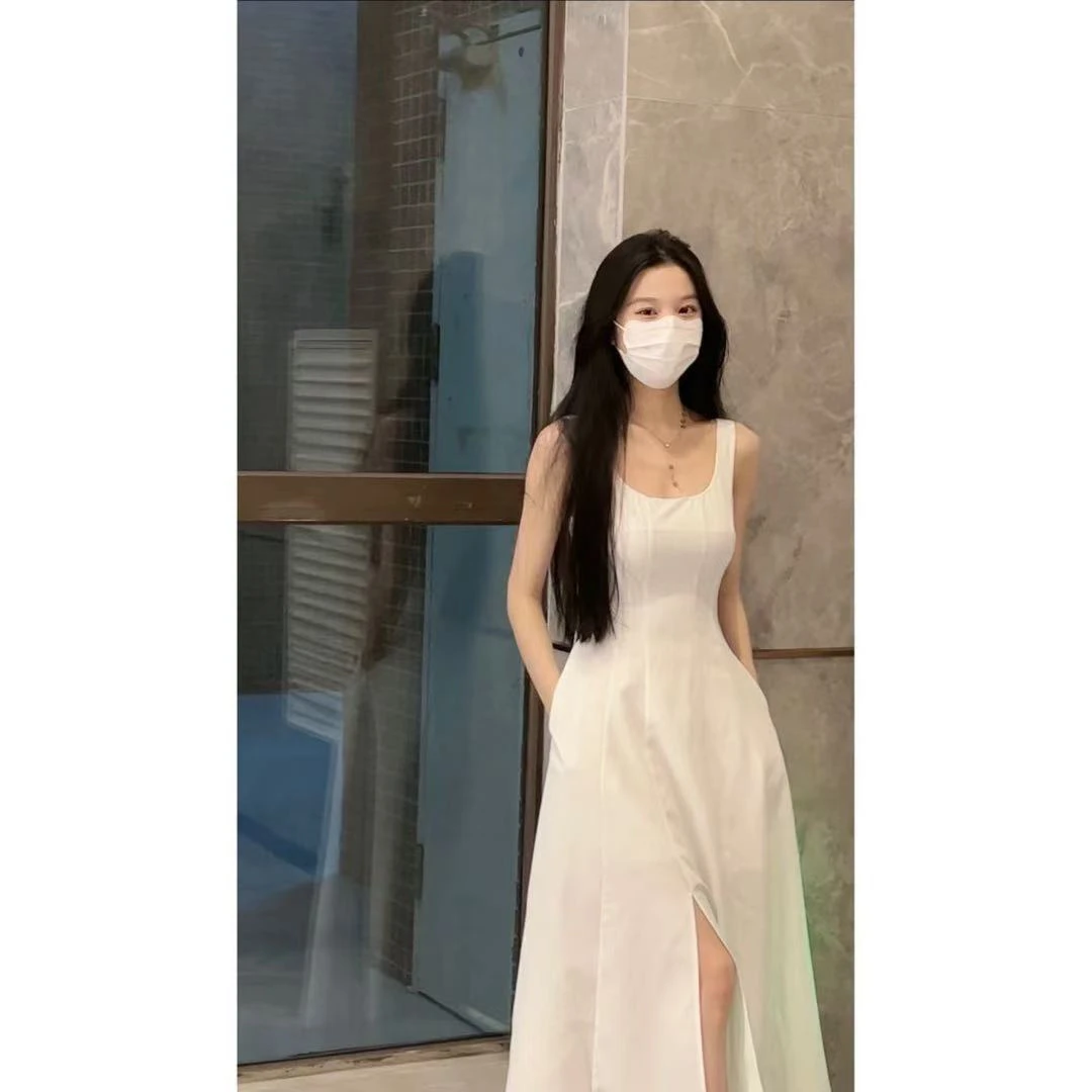 清仓 法式高级感开衩收腰显瘦连衣裙女 1501