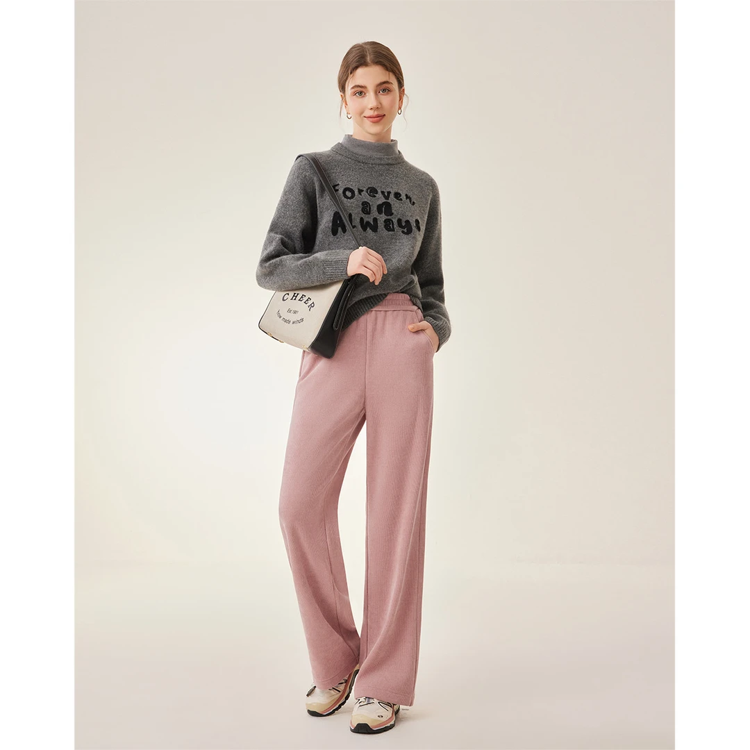 IEF/爱依服【DNA系列】2025冬季新款韩系风简约垂直感加绒阔腿裤