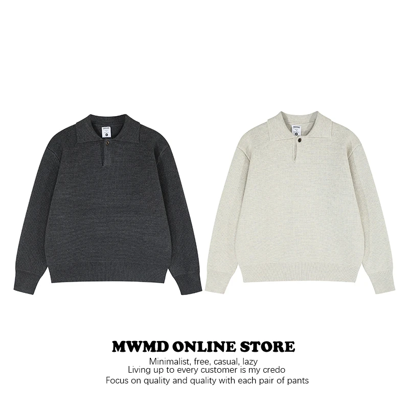 MWMD 【重磅千克毛衣】德国机器高密老钱风海鸥领宽松休闲针织衫