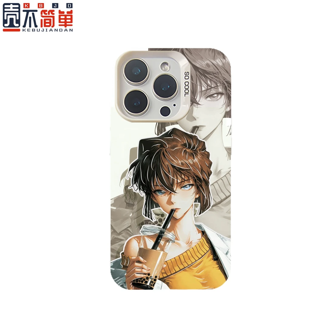 名侦探柯蓝线条反光适用苹果华为VIVO小米OPPO卡通二次元手机壳