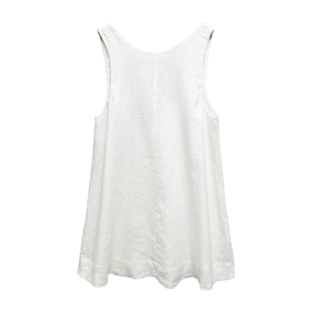 5949#白色无袖连衣裙