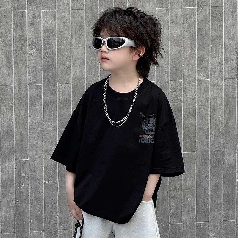 中班仔童装男童T恤夏季时尚印花短袖中大童男孩凉感上衣潮*43434