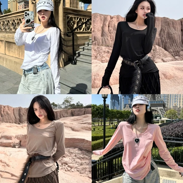 Blackgirl新款【77封信】夏季糖果色打底衫显瘦舒服百搭日常上衣