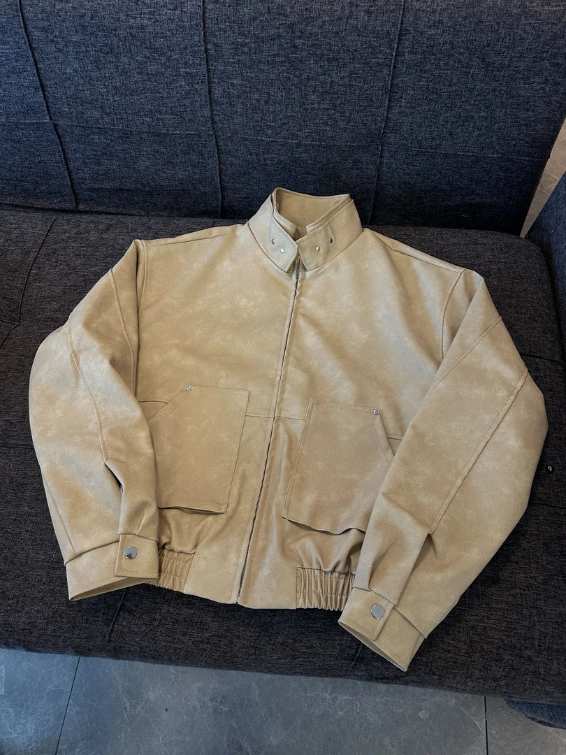 Z13 美式复古皮衣男女春秋季设计感pu皮夹克潮牌痞帅机车风外套