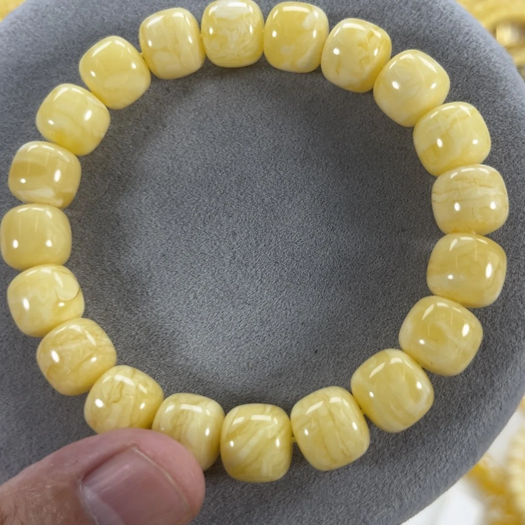 蜜蜡手串未镶嵌纯天然俄料白花虎皮