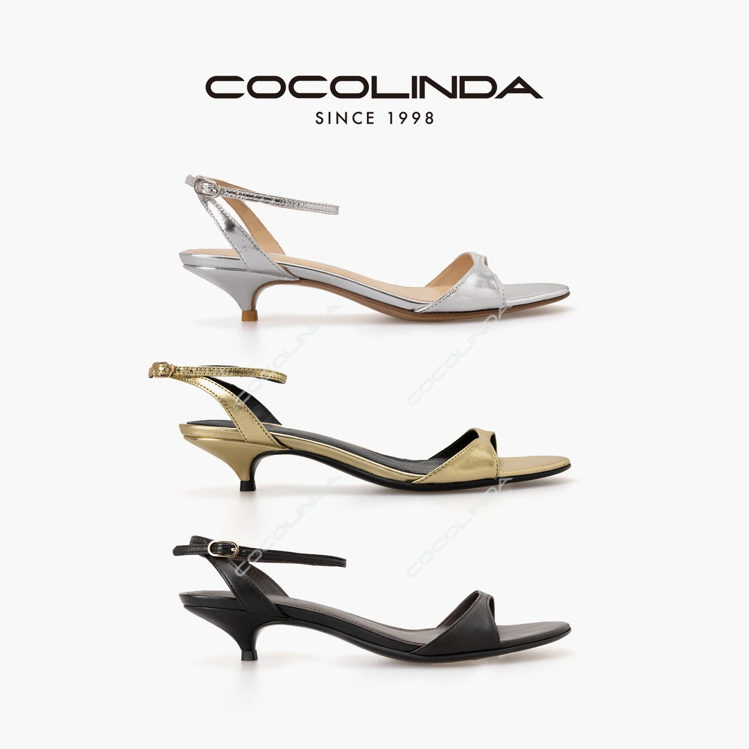 COCOLINDA| “Row”羊皮小猫跟一字带露指凉鞋X2741
