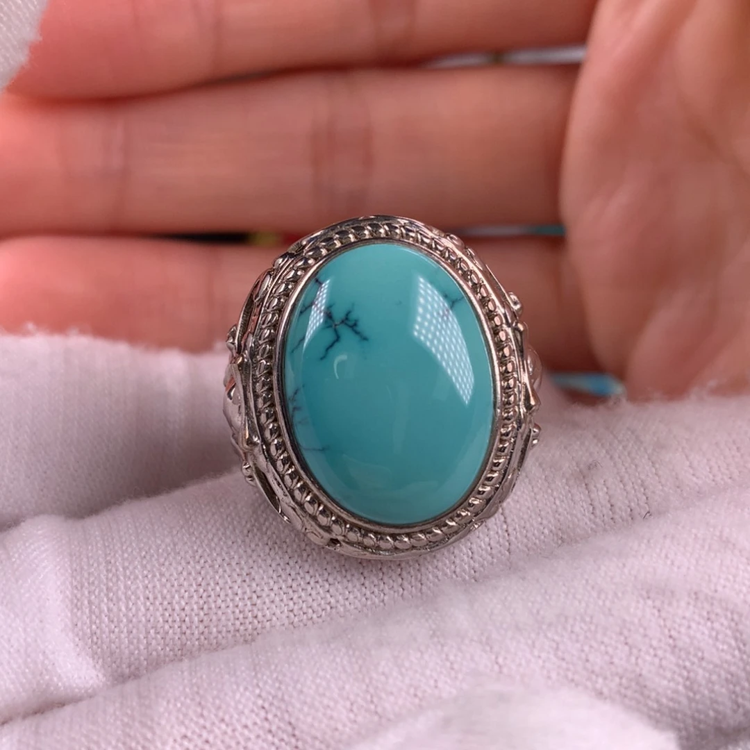 绿松石珠宝奇石银S925镶嵌