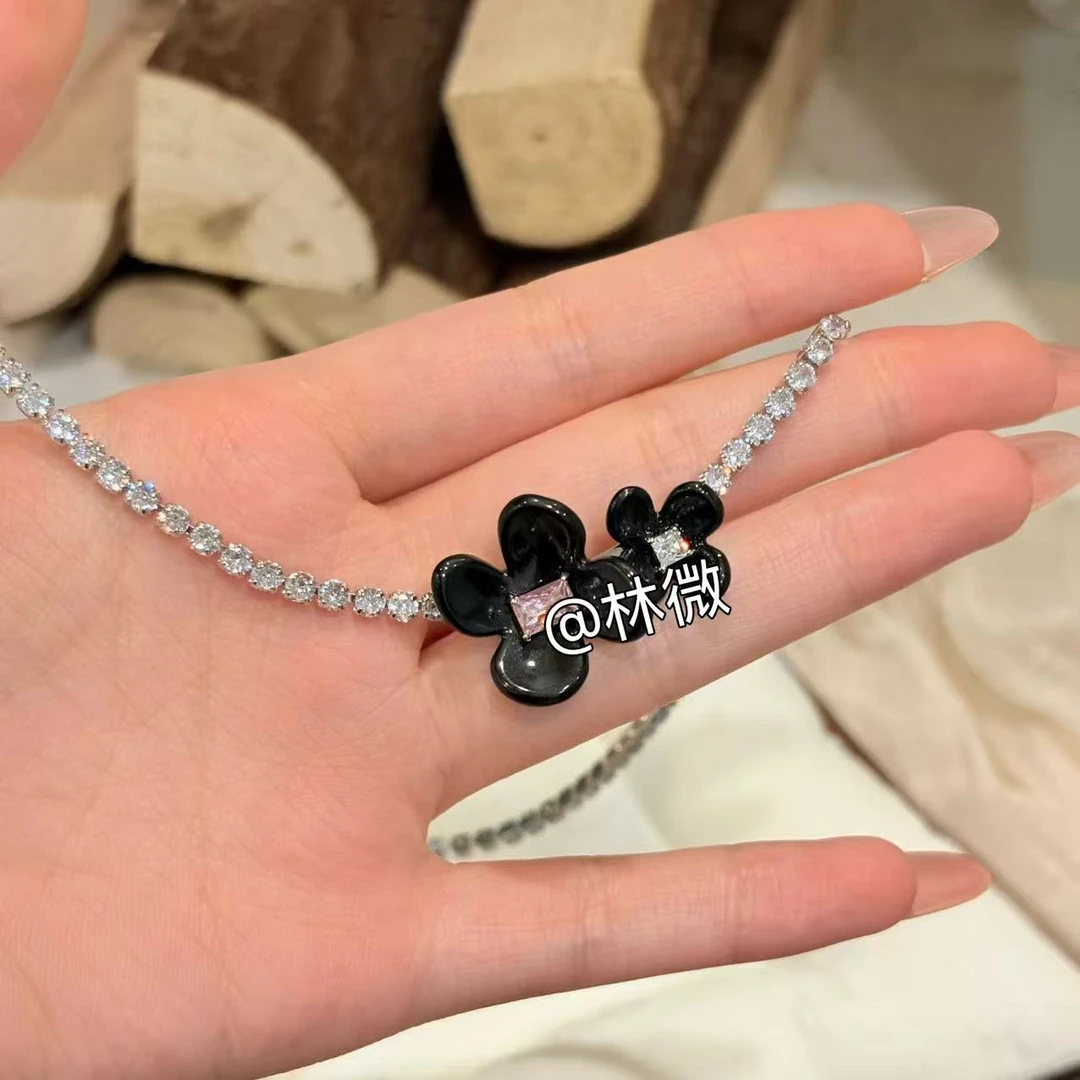 铜合金合成锆石项链 小众设计师款简约气质时尚百搭项链X265