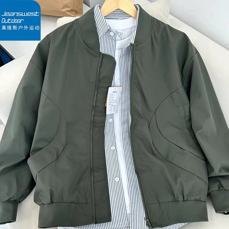 真维斯户外运动美式棒球服外套男款春秋季男生休闲工装飞行员夹克