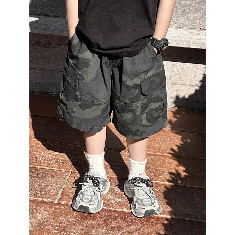 【现货】略略童装儿童夏款潮酷感纯棉迷彩工装短裤252KZ3722