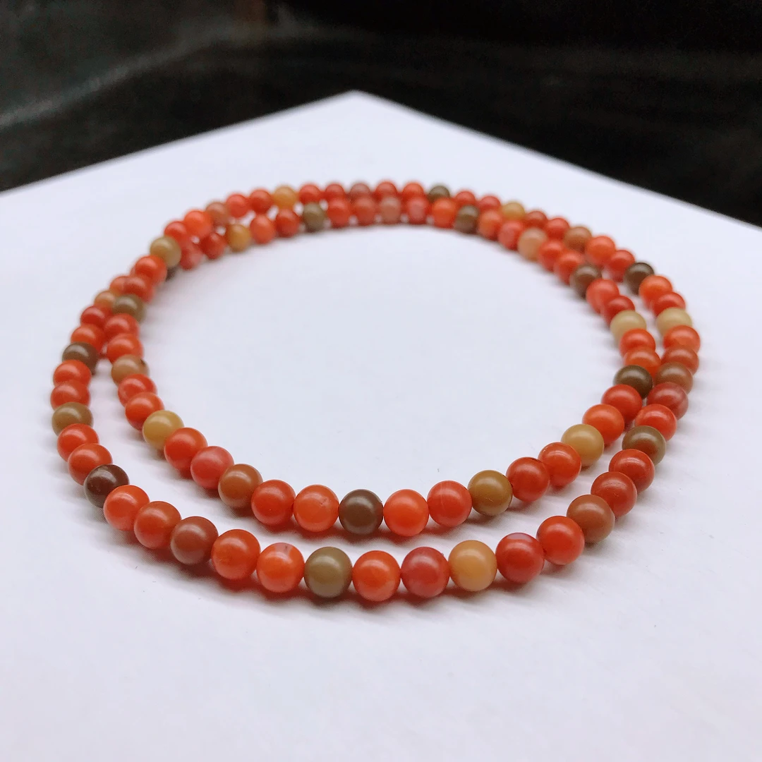 【领源】南红巧家包浆精美哑光多圈（一条）