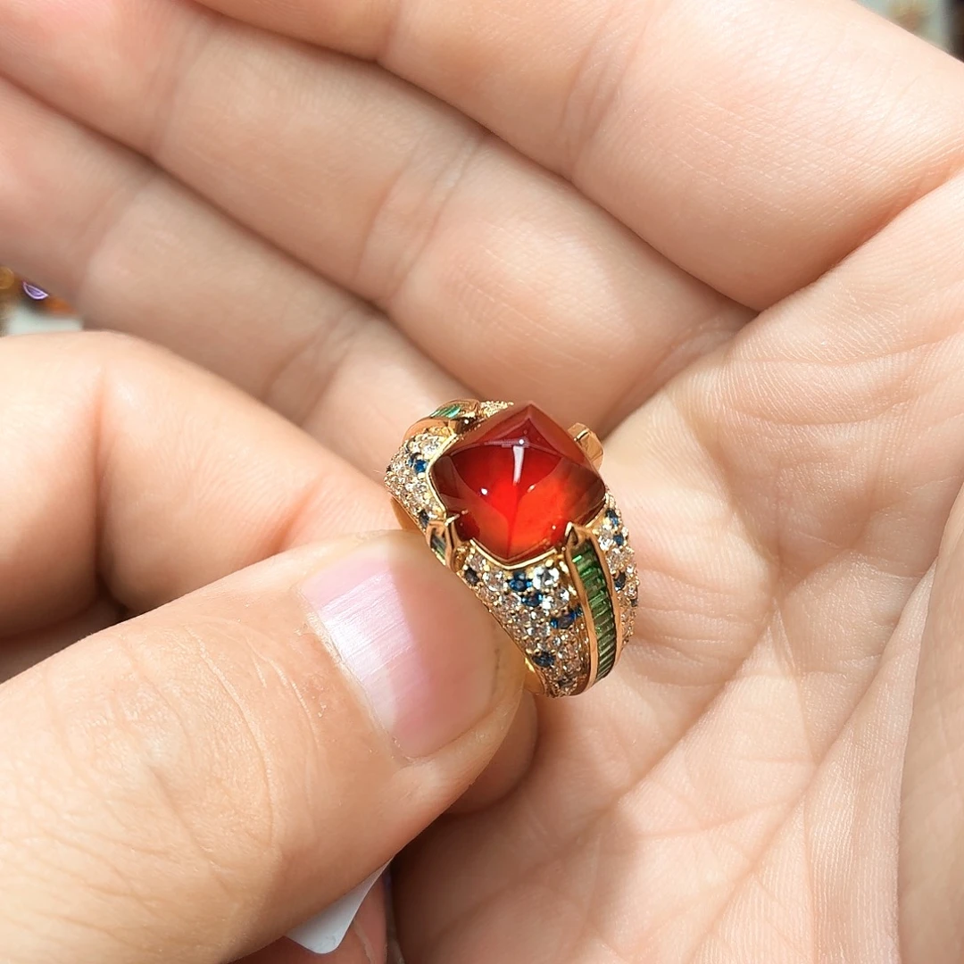 戒指银S925镶嵌石榴石