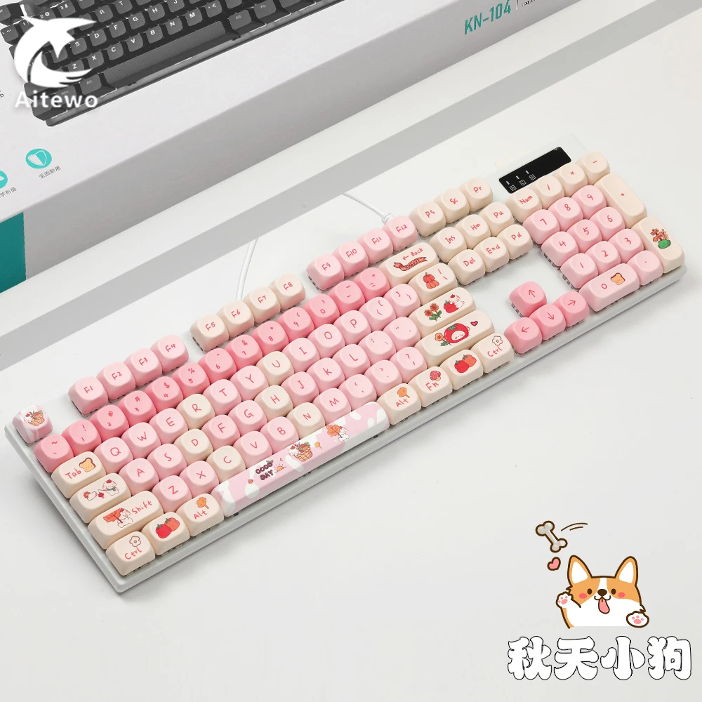 104键有线发光机械键盘客制化PBT主题键帽办公游戏热插拔青红茶轴