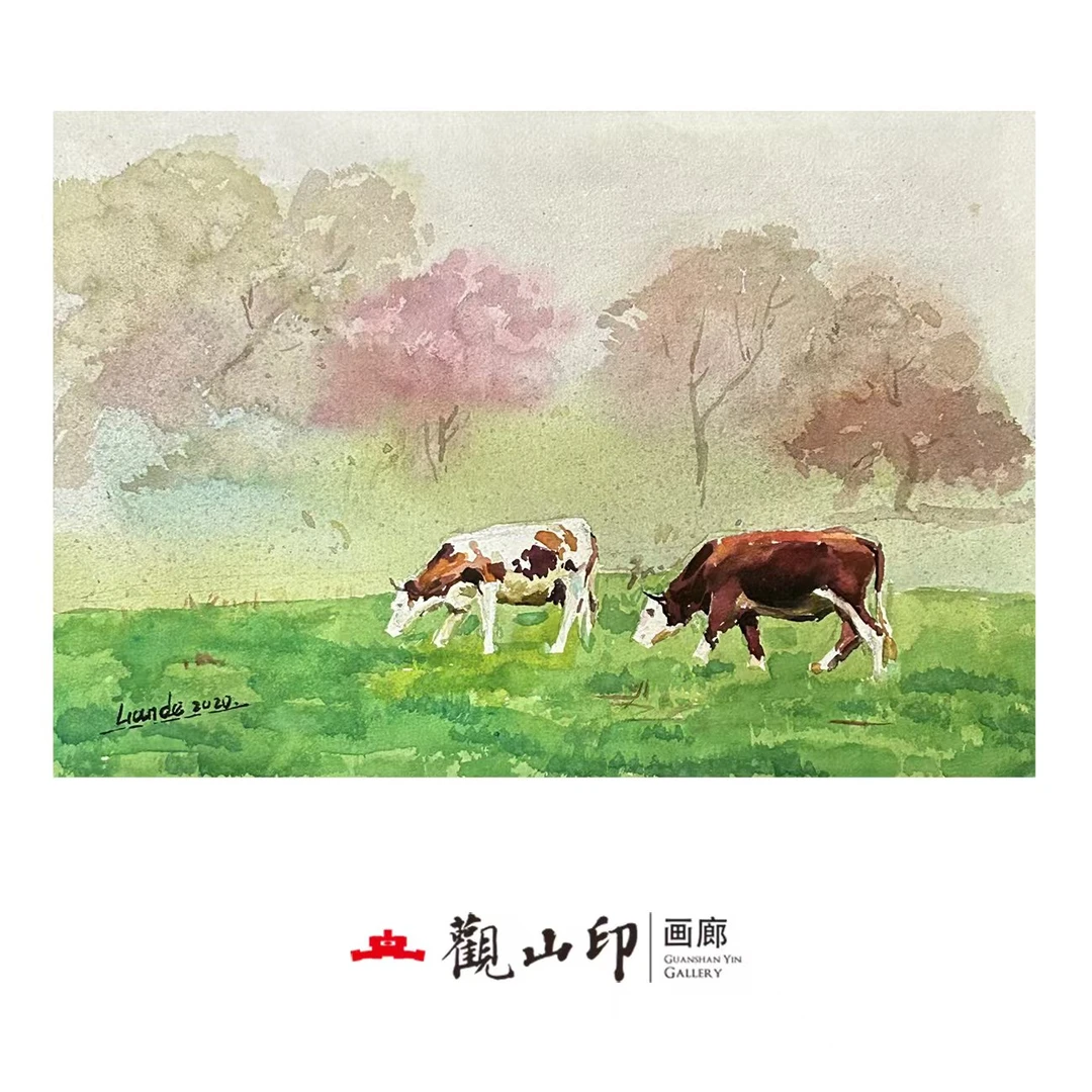 Z原创手绘风景水彩画37x25cm作品9812