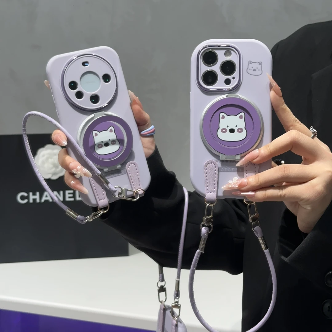 奥菲顿旋转西高地支架挂绳适用苹果17胖子手机壳华为vivo小米oppo