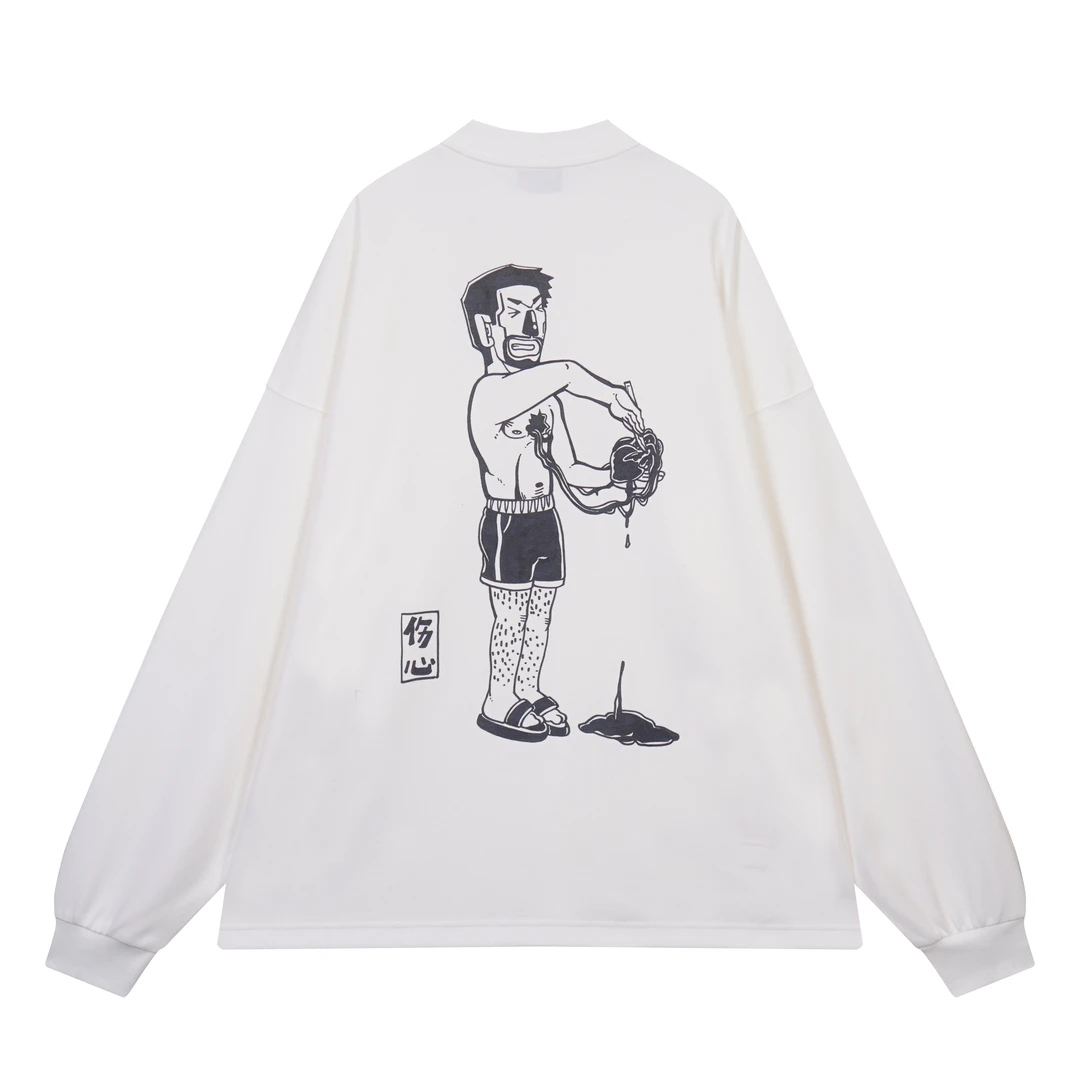 紫标 290克 《伤心》抽象艺术绘画印花百搭休闲卫衣 7012