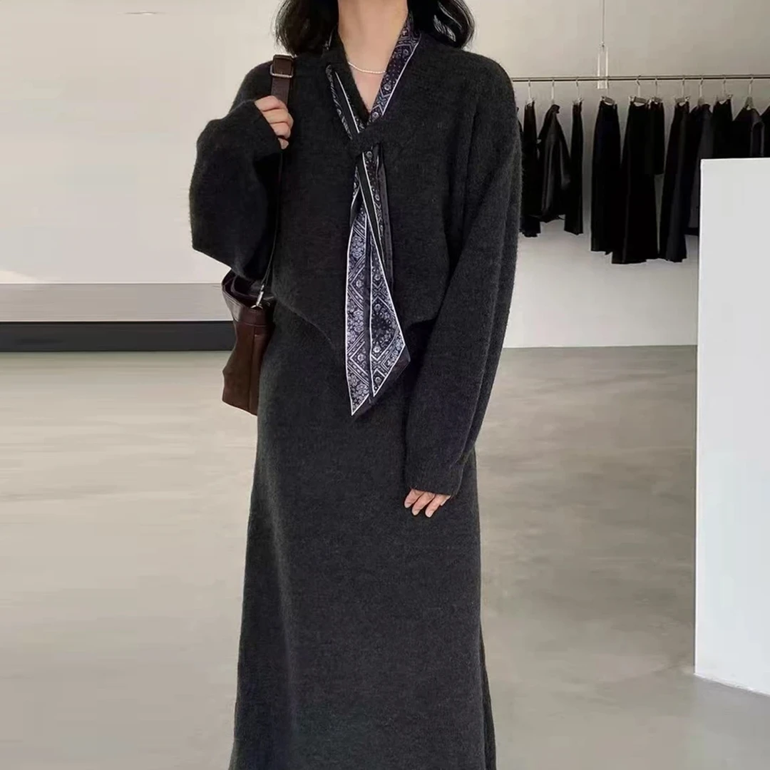 秋冬穿搭套装女2026新款一整套穿搭韩系chic两件套毛衣针织半身裙