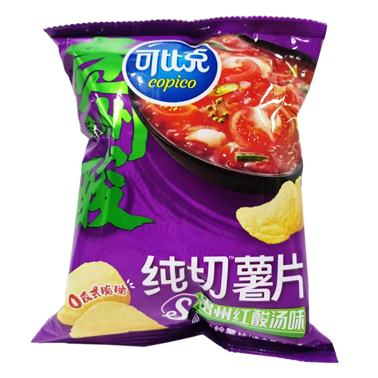 可比克 纯切薯片贵州红酸汤味56g/袋