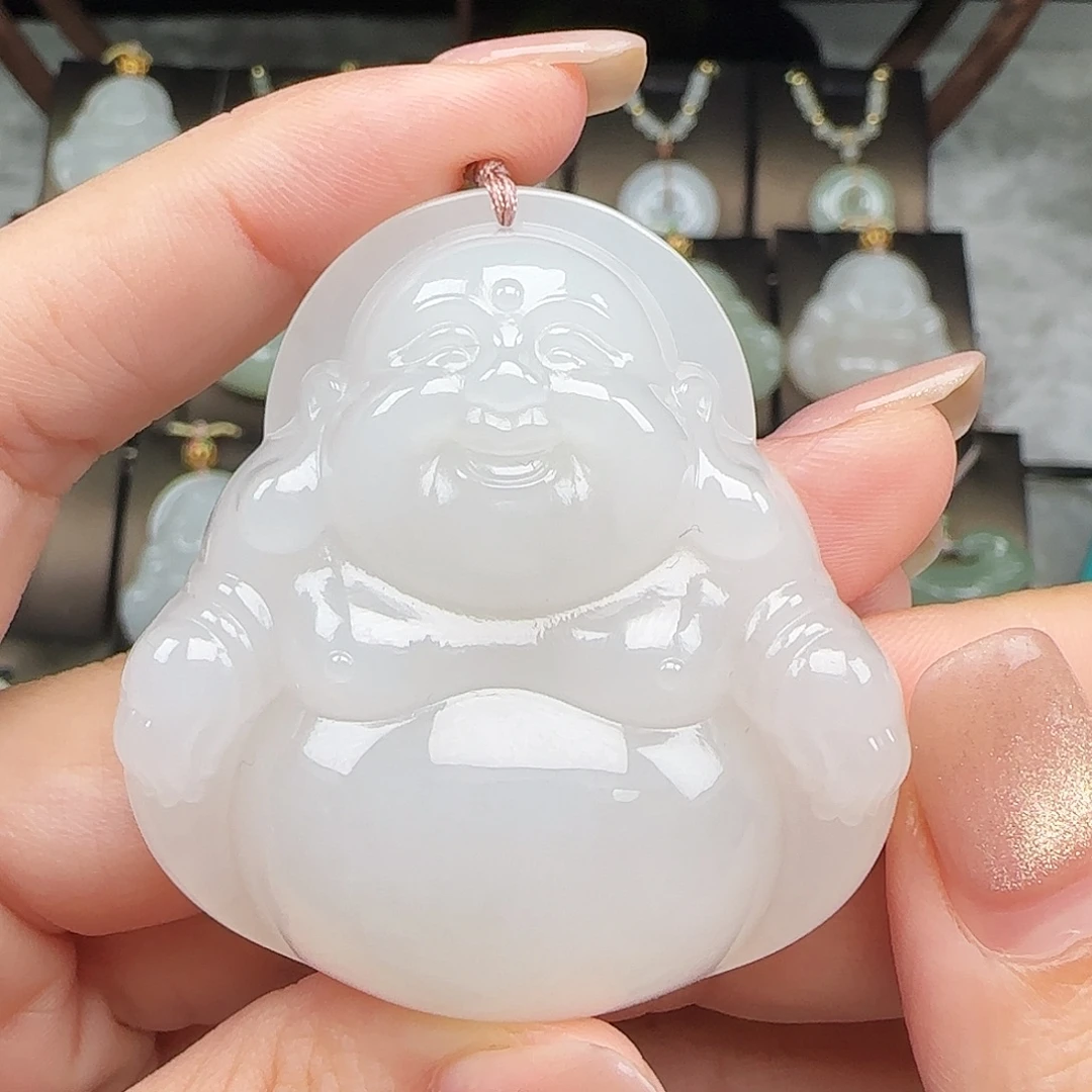 和田玉18K金镶嵌挂件