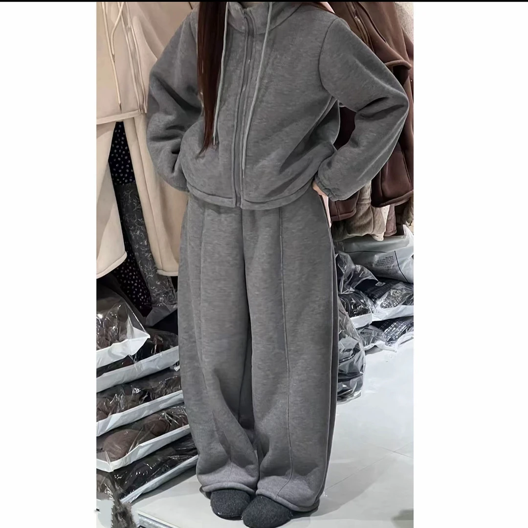 睡衣女士秋冬季加厚加绒大码立领拉链可外穿家居服珊瑚绒冬款套装