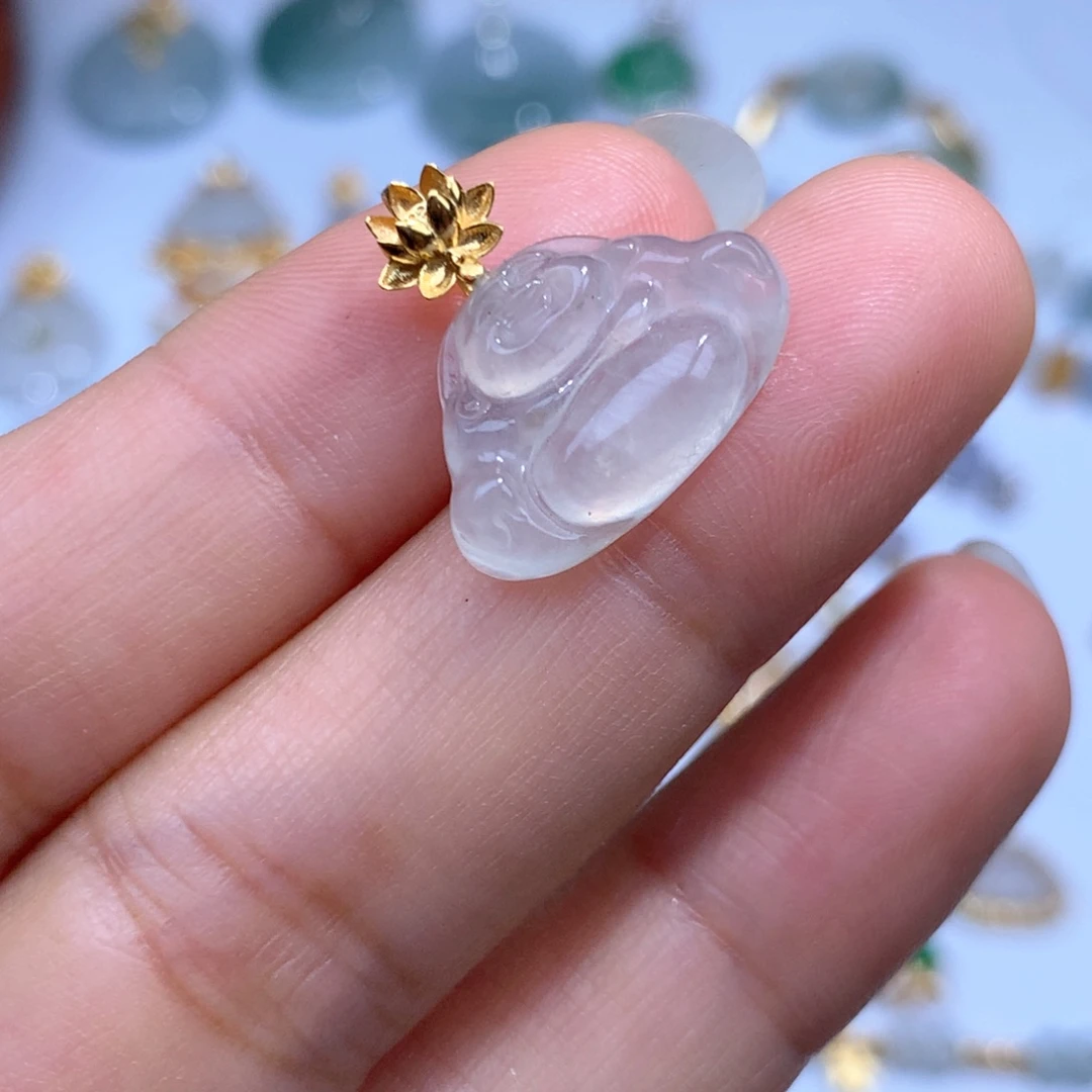 翡翠18K金镶嵌吊坠(不含链)佛公