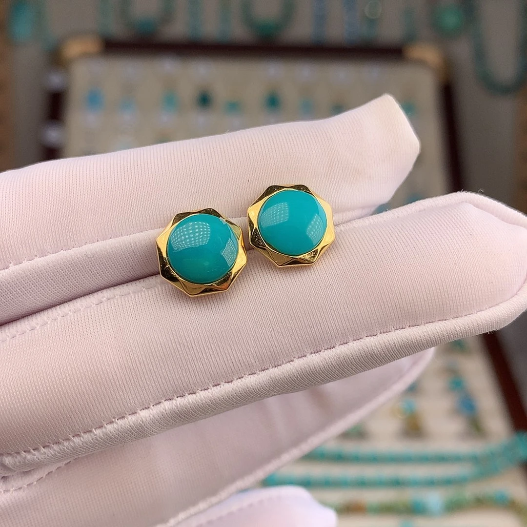 绿松石未镶嵌耳饰