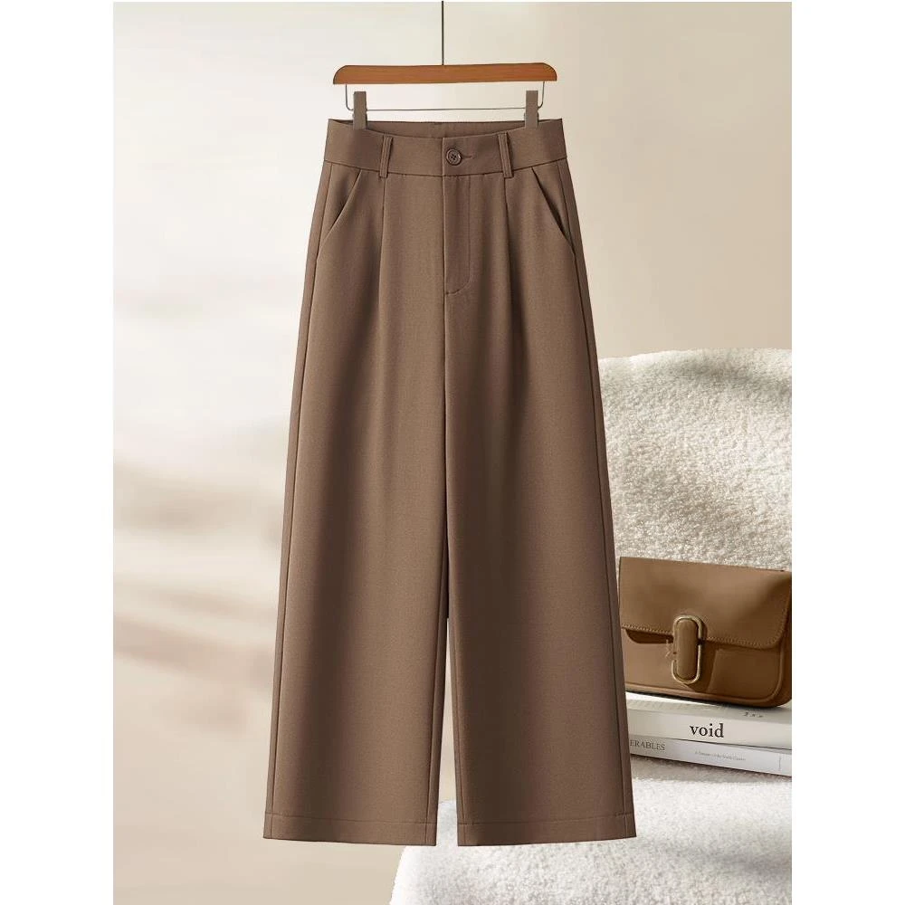 老钱风阔腿裤女夏新款垂坠感小个子直筒早秋休闲八分西装裤