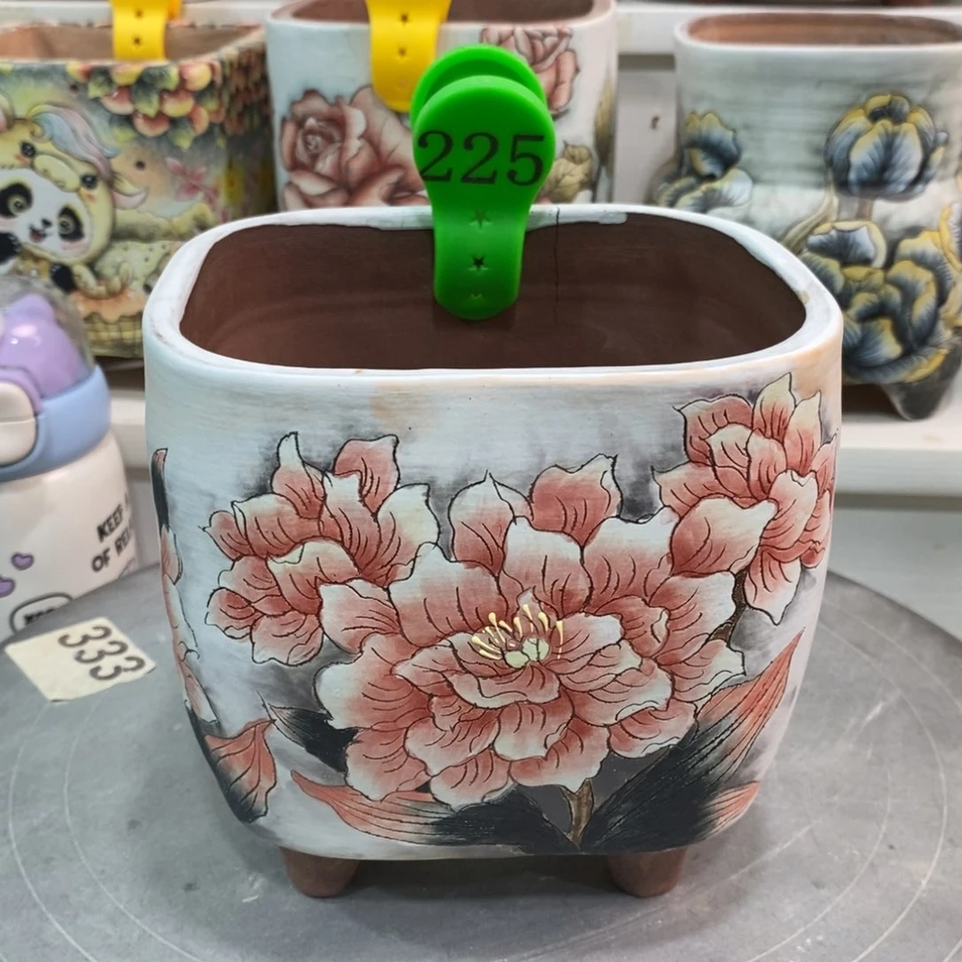 紫砂花盆水晶花盆225瑕疵