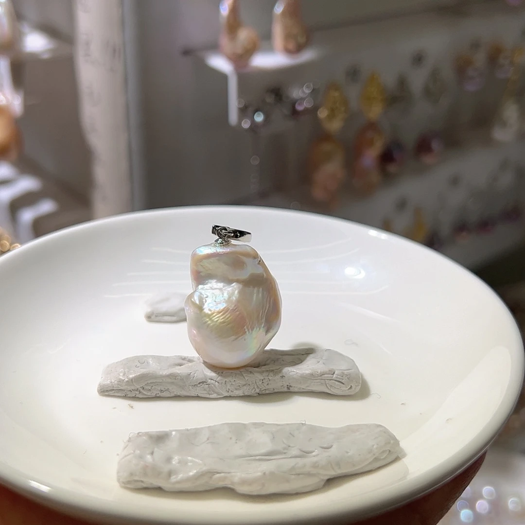 耳饰银S925镶嵌淡水珍珠