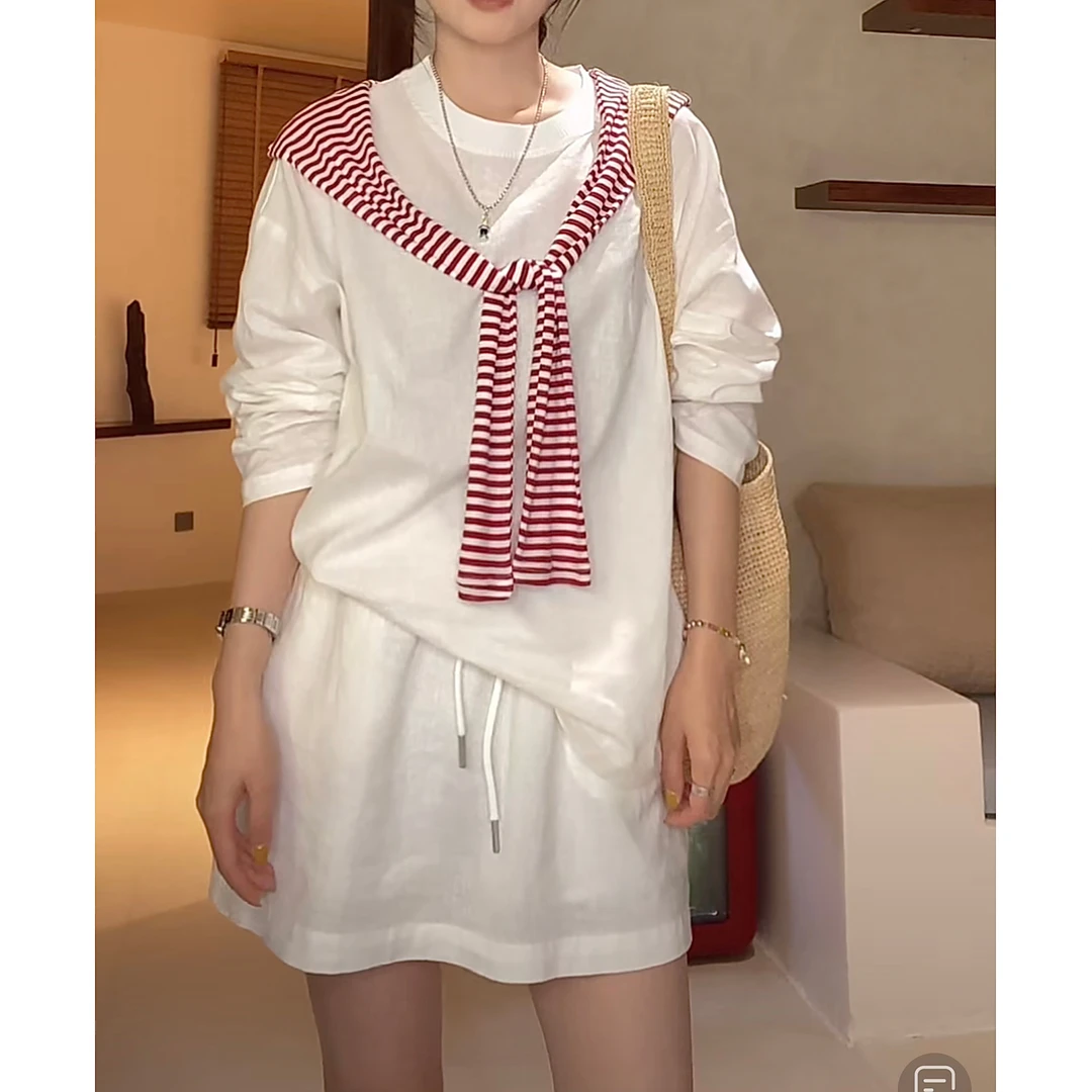 〖苹果推荐〗洋气休闲气质针织防晒上衣裙子套装出行(有内衬)