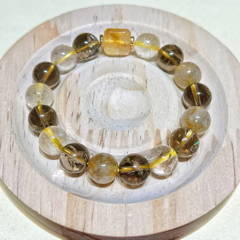 天然正品金发晶茶晶方糖手串手链时尚单品