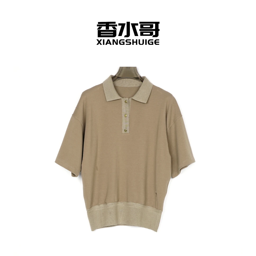 2025夏季新品女休闲纯色百搭套头POLO衫翻领短袖宽松上衣