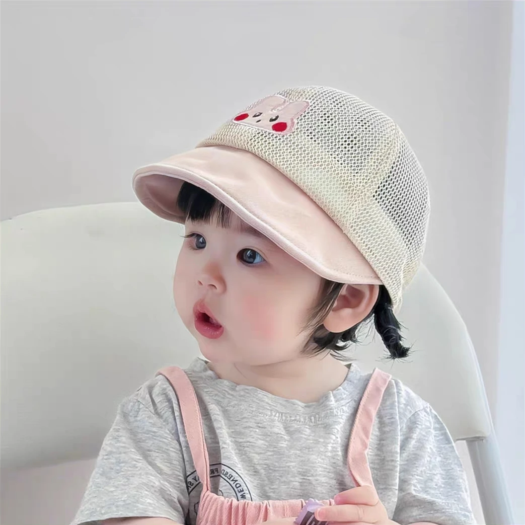 女宝宝帽子春夏薄款婴儿超萌可爱渔夫帽透气网眼男女童户外太阳帽