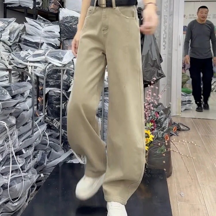 3955款加绒牛仔弯刀拖地裤