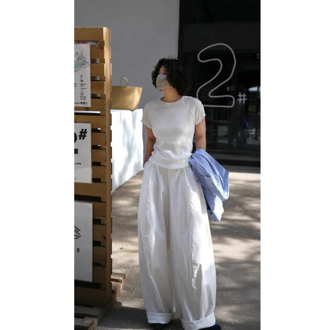 GRACE GARDEN【杨桃裤！】简约垂感高腰阔腿休闲裤XXK5H0814